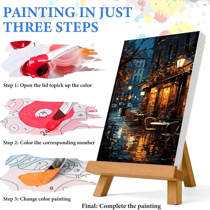 PRASIO Paint by Numbers Kit for Adults Beginner, Coffee Street Adult Paint by Number Kits, DIY Acrylic Paint by Numbers Kit for Adults Canvas for Home Decor Gift 16x20 Inch - Image 4